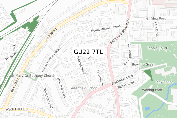 GU22 7TL map - large scale - OS Open Zoomstack (Ordnance Survey)