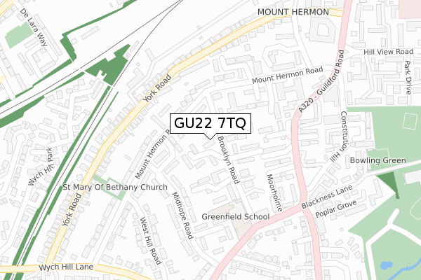 GU22 7TQ map - large scale - OS Open Zoomstack (Ordnance Survey)