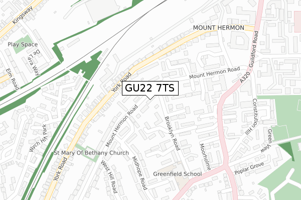 GU22 7TS map - large scale - OS Open Zoomstack (Ordnance Survey)