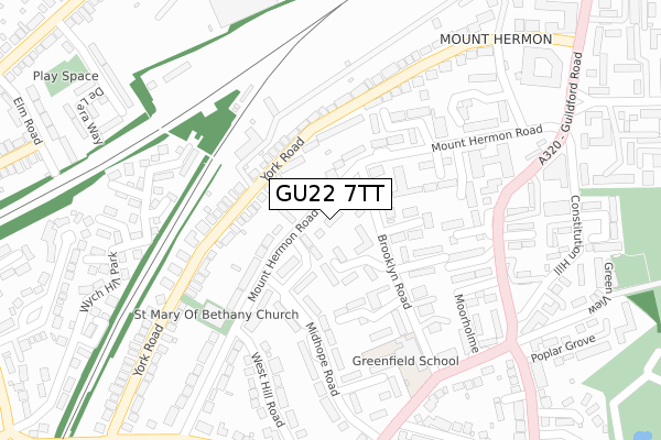 GU22 7TT map - large scale - OS Open Zoomstack (Ordnance Survey)