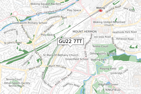 GU22 7TT map - small scale - OS Open Zoomstack (Ordnance Survey)