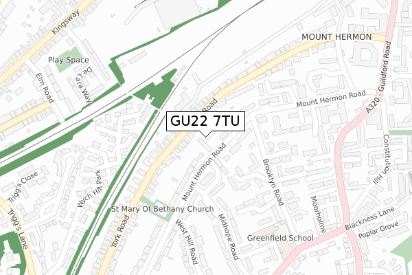 GU22 7TU map - large scale - OS Open Zoomstack (Ordnance Survey)