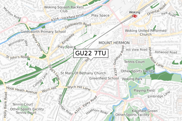 GU22 7TU map - small scale - OS Open Zoomstack (Ordnance Survey)