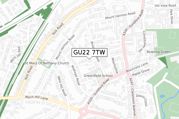 GU22 7TW map - large scale - OS Open Zoomstack (Ordnance Survey)