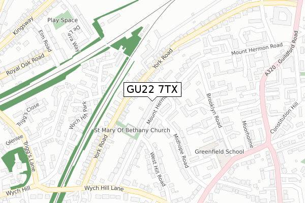 GU22 7TX map - large scale - OS Open Zoomstack (Ordnance Survey)