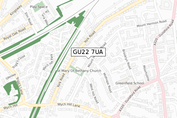 GU22 7UA map - large scale - OS Open Zoomstack (Ordnance Survey)