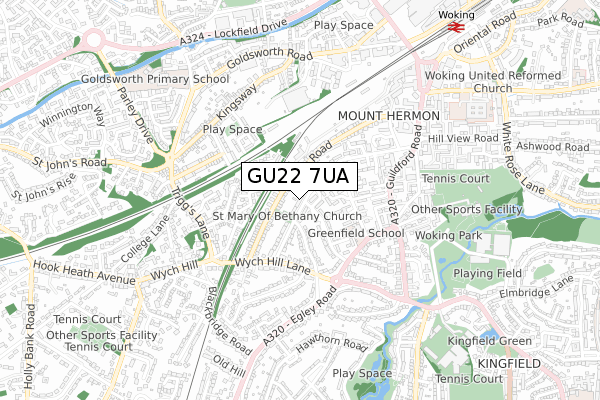 GU22 7UA map - small scale - OS Open Zoomstack (Ordnance Survey)