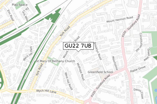 GU22 7UB map - large scale - OS Open Zoomstack (Ordnance Survey)