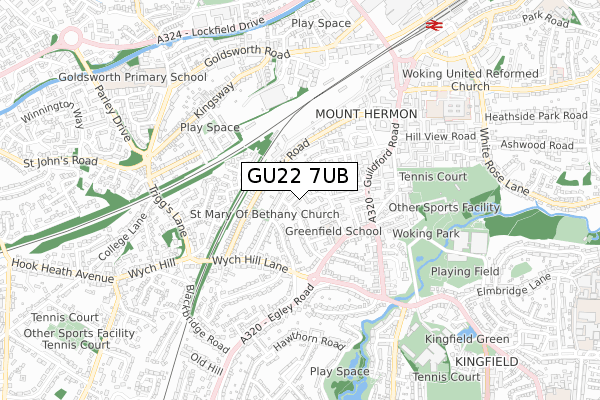 GU22 7UB map - small scale - OS Open Zoomstack (Ordnance Survey)