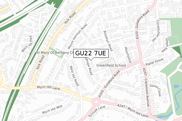 GU22 7UE map - large scale - OS Open Zoomstack (Ordnance Survey)