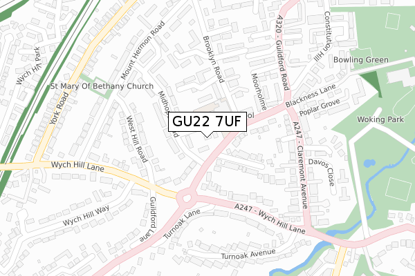 GU22 7UF map - large scale - OS Open Zoomstack (Ordnance Survey)