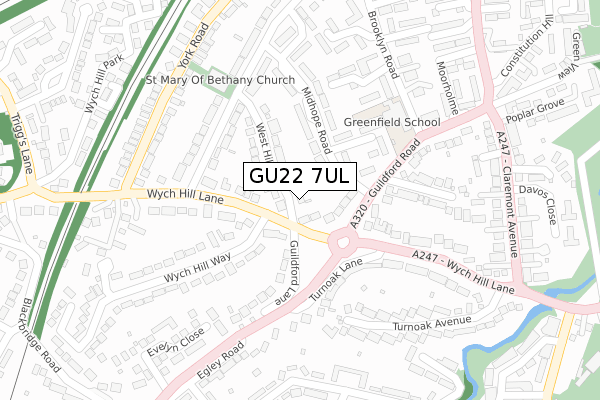 GU22 7UL map - large scale - OS Open Zoomstack (Ordnance Survey)