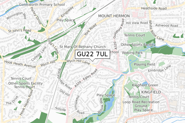 GU22 7UL map - small scale - OS Open Zoomstack (Ordnance Survey)