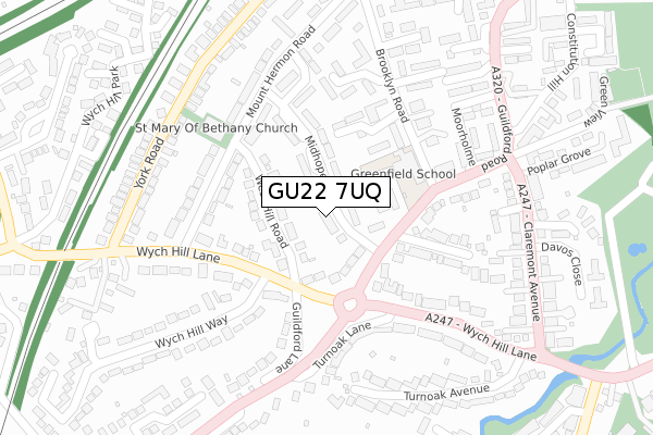 GU22 7UQ map - large scale - OS Open Zoomstack (Ordnance Survey)