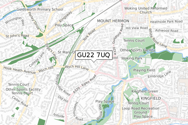 GU22 7UQ map - small scale - OS Open Zoomstack (Ordnance Survey)