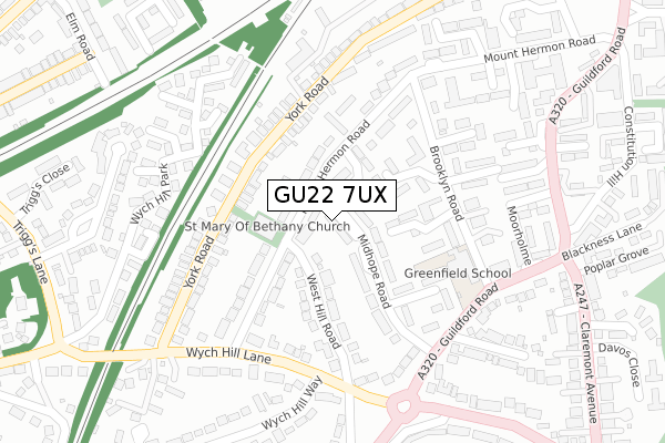 GU22 7UX map - large scale - OS Open Zoomstack (Ordnance Survey)