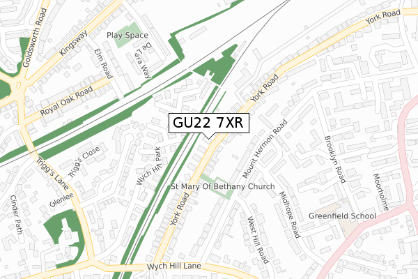 GU22 7XR map - large scale - OS Open Zoomstack (Ordnance Survey)