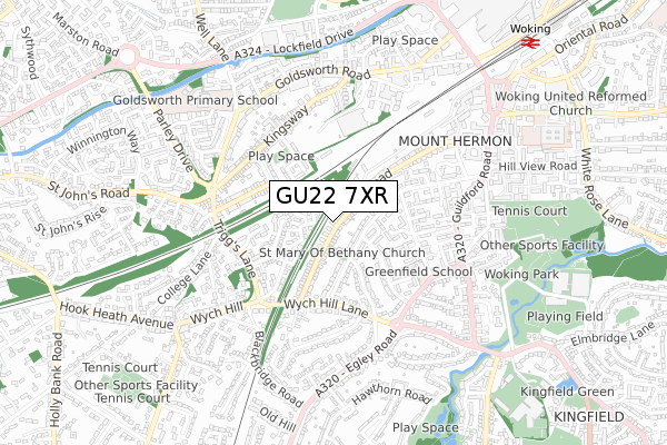 GU22 7XR map - small scale - OS Open Zoomstack (Ordnance Survey)