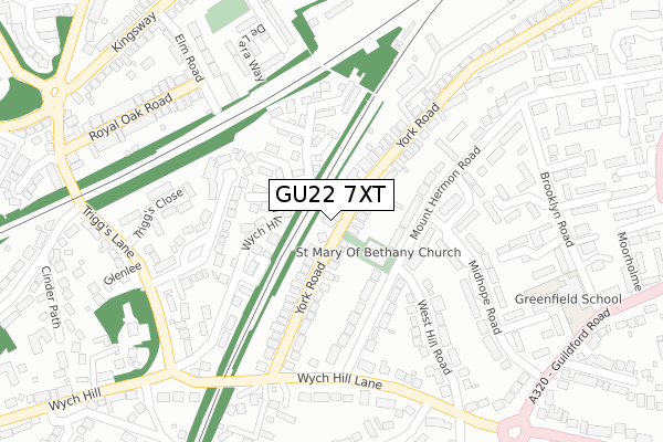 GU22 7XT map - large scale - OS Open Zoomstack (Ordnance Survey)