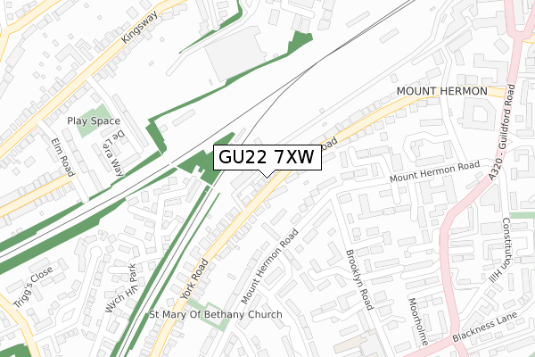 GU22 7XW map - large scale - OS Open Zoomstack (Ordnance Survey)