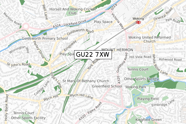 GU22 7XW map - small scale - OS Open Zoomstack (Ordnance Survey)