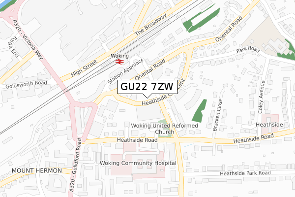 GU22 7ZW map - large scale - OS Open Zoomstack (Ordnance Survey)