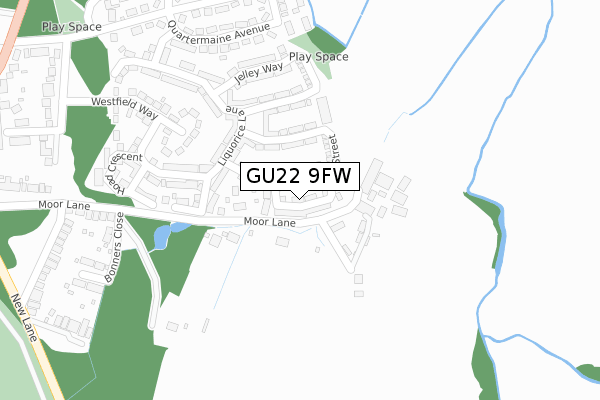 GU22 9FW map - large scale - OS Open Zoomstack (Ordnance Survey)