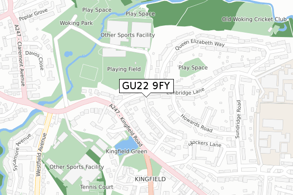 GU22 9FY map - large scale - OS Open Zoomstack (Ordnance Survey)