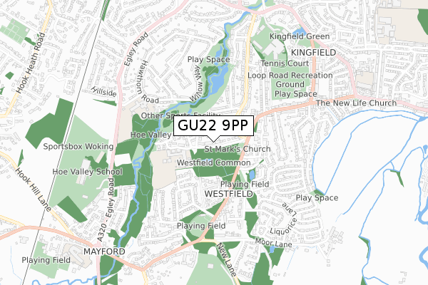 GU22 9PP map - small scale - OS Open Zoomstack (Ordnance Survey)