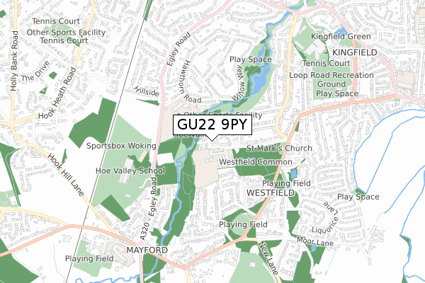 GU22 9PY map - small scale - OS Open Zoomstack (Ordnance Survey)