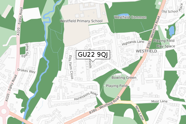 GU22 9QJ map - large scale - OS Open Zoomstack (Ordnance Survey)