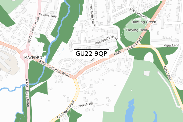 GU22 9QP map - large scale - OS Open Zoomstack (Ordnance Survey)