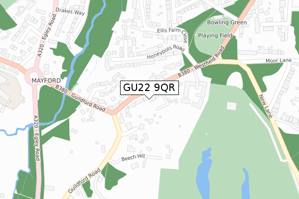 GU22 9QR map - large scale - OS Open Zoomstack (Ordnance Survey)