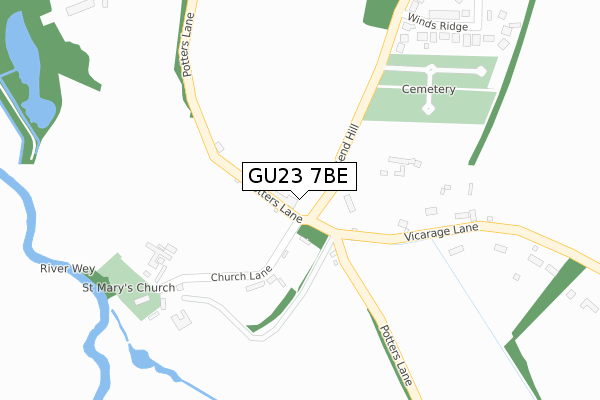 GU23 7BE map - large scale - OS Open Zoomstack (Ordnance Survey)