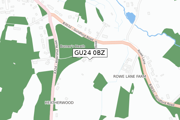 GU24 0BZ map - large scale - OS Open Zoomstack (Ordnance Survey)