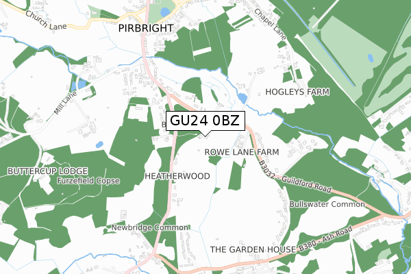 GU24 0BZ map - small scale - OS Open Zoomstack (Ordnance Survey)