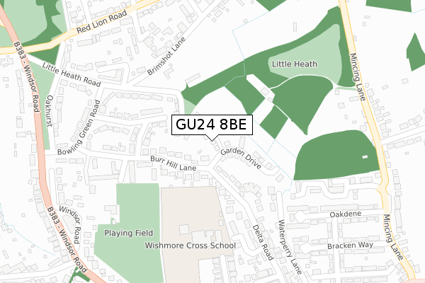 GU24 8BE map - large scale - OS Open Zoomstack (Ordnance Survey)