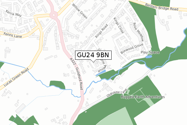 GU24 9BN map - large scale - OS Open Zoomstack (Ordnance Survey)