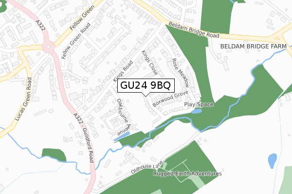 GU24 9BQ map - large scale - OS Open Zoomstack (Ordnance Survey)