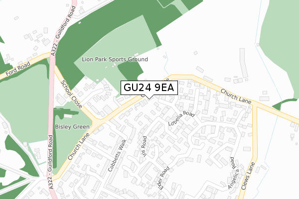 GU24 9EA map - large scale - OS Open Zoomstack (Ordnance Survey)