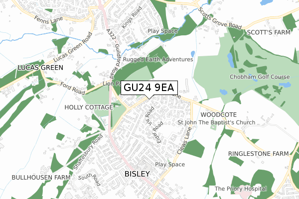 GU24 9EA map - small scale - OS Open Zoomstack (Ordnance Survey)