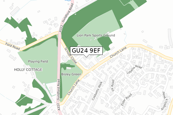 GU24 9EF map - large scale - OS Open Zoomstack (Ordnance Survey)