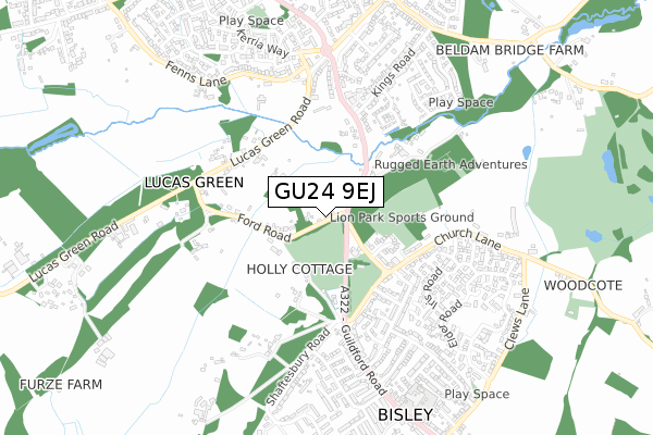 GU24 9EJ map - small scale - OS Open Zoomstack (Ordnance Survey)