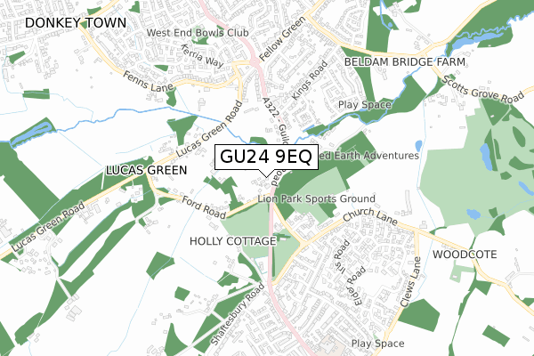 GU24 9EQ map - small scale - OS Open Zoomstack (Ordnance Survey)