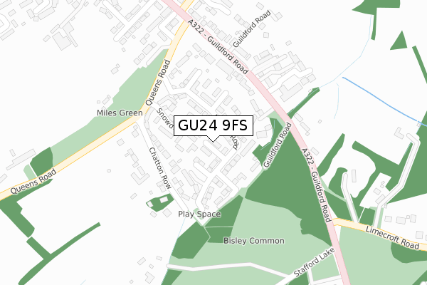 GU24 9FS map - large scale - OS Open Zoomstack (Ordnance Survey)