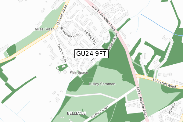 GU24 9FT map - large scale - OS Open Zoomstack (Ordnance Survey)