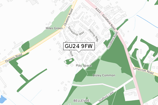 GU24 9FW map - large scale - OS Open Zoomstack (Ordnance Survey)