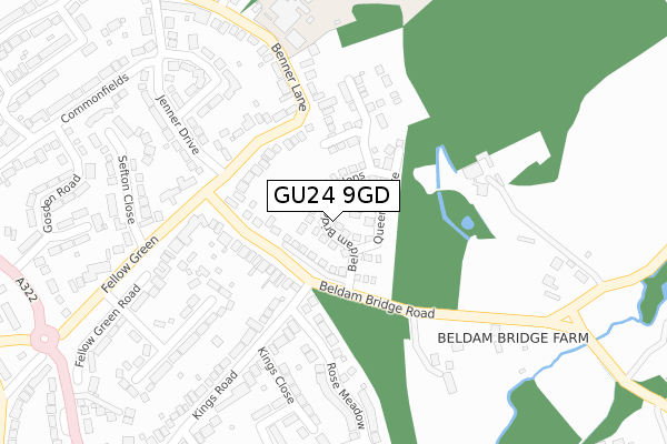 GU24 9GD map - large scale - OS Open Zoomstack (Ordnance Survey)