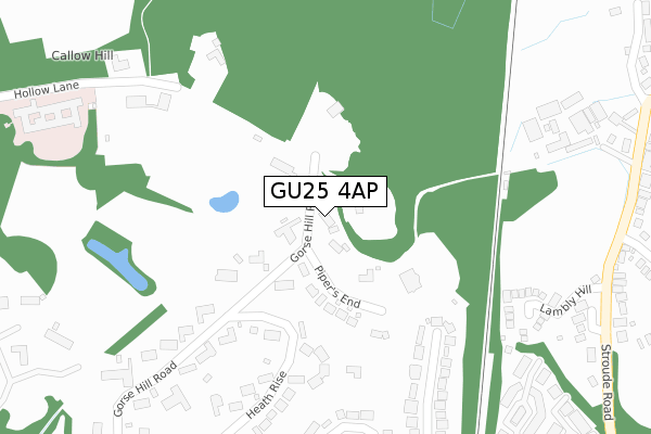 GU25 4AP map - large scale - OS Open Zoomstack (Ordnance Survey)