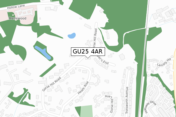 GU25 4AR map - large scale - OS Open Zoomstack (Ordnance Survey)